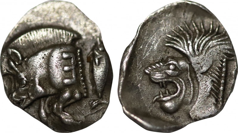 MYSIA. Kyzikos. Obol (Circa 450-400 BC).
Obv: Forepart of boar left, with Ǝ on s...