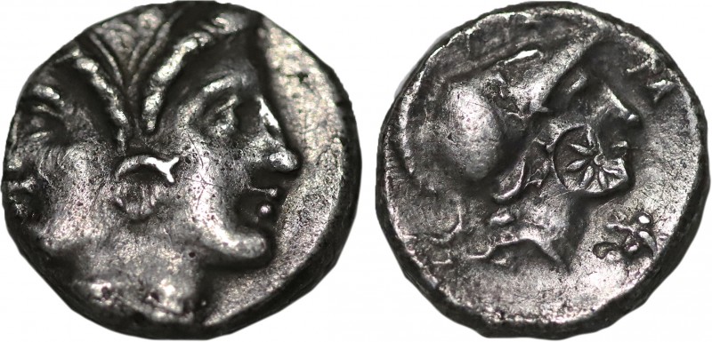 MYSIA. Lampsakos. Tetrobol (Circa 390-330 BC).
Obv: Janiform female head.
Rev: Λ...