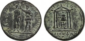 MYSIA. Pergamon. Augustus (27 BC-14 AD). Ae. M. Plautius Silvanus, proconsul, and Demophon, magistrate.
Obv: ΣIΛBANON ΠEPΓAMHNOI.
Silvanus standing le...