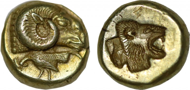 LESBOS. Mytilene. EL Hekte (Circa 521-478 BC). Obv: Head of ram right; below, co...
