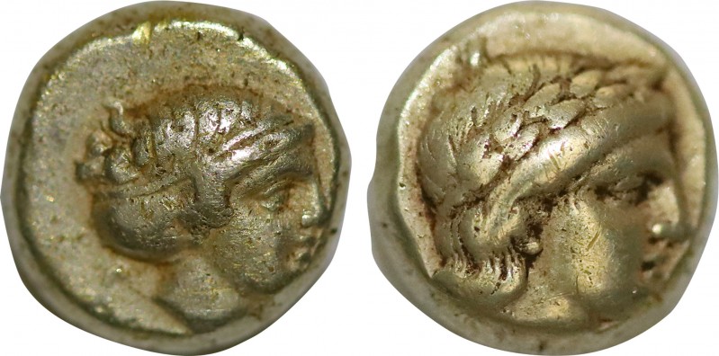 LESBOS. Mytilene. EL Hekte (Circa 377-326 BC).
Obv: Laureate head of Apollo righ...