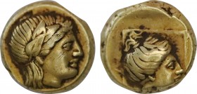 LESBOS. Mytilene. EL Hekte (Circa 377-326 BC).
Obv: Laureate head of Apollo right.
Rev: Female head (Artemis?) right within square linear frame.
Boden...