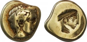 LESBOS. Mytilene. EL Hekte (Circa 478-455 BC).
Obv: Laureate head of Apollo right.
Rev: Incuse head of female right, with hair in sphendone.
Bodensted...