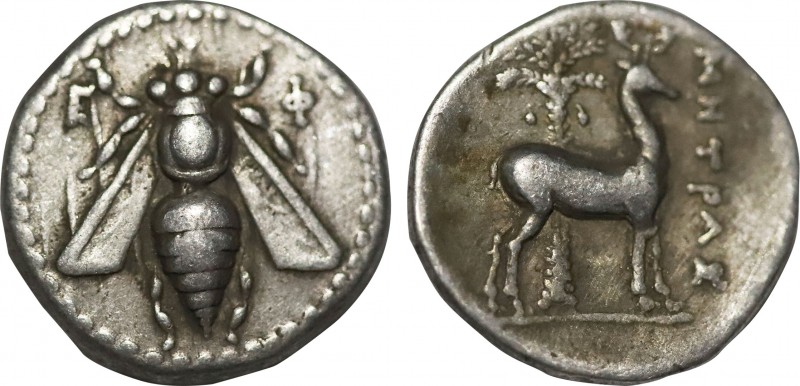 IONIA. Ephesos. Drachm (Circa 202-133 BC). Mitras, magistrate.
Obv: Bee with str...