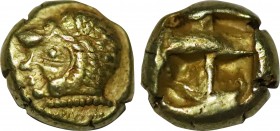 IONIA. Erythrai. EL Hekte (Circa 550-500 BC).
Obv: Head of Herakles left, wearing lion skin.
Rev: Quadripartite incuse square.
SNG Kayhan I 737-8; SNG...