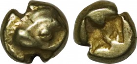 IONIA. Phokaia. EL 1/24 Stater (Circa 625/0-522 BC).
Obv: Head of seal left.
Rev: Quadripartite incuse square.
Bodenstedt 2.2 .
Condition: Very Fine
W...