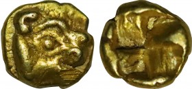 IONIA. Uncertain mint. (Circa 600-550 BC). EL 1/24 stater or myshemihecte. Phocaic standard. Obv: Head of roaring lion or panther right Rev: Incuse te...