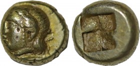 IONIA. Phokaia. EL Hekte (Circa 478-387 BC).
Obv: Head of Io left; below, small seal left.
Rev: Quadripartite incuse square.
Bodenstedt 96.
Condition:...