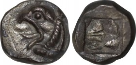 IONIA. Phokaia. Diobol (Circa 521-478 BC).
Obv: Head of griffin left.
Rev: Rough incuse square.
SNG Keckman 300; SNG von Aulock 2116.
Condition: Very ...