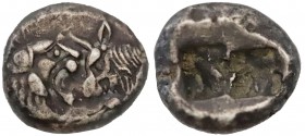 KINGS OF LYDIA. Kroisos (Circa 560-546 BC). 1/3 Siglos. Sardeis.
Obv: Confronted foreparts of lion and bull.
Rev: Two incuse square punches.
Traité I ...