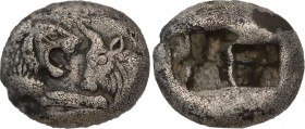 KINGS OF LYDIA. Kroisos (Circa 560-546 BC). 1/3 Siglos. Sardeis.
Obv: Confronted foreparts of lion and bull.
Rev: Two incuse square punches.
Traité I ...