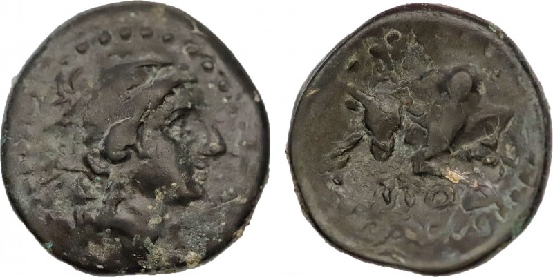 DYNASTS OF LYCIA . Podalia. ( 200 BC). Ae. Obv: Head of artemis? Rev: ΠΟΔ. Bull ...