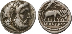 SELEUKID KINGDOM. Seleukos I Nikator (312-281 BC). Drachm. Seleukeia (?).
Obv: Laureate head of Zeus right.
Rev: BAΣIΛEΩΣ / ΣEΛEYKOY.
Athena, holding ...