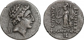 KINGS OF CAPPADOCIA. Ariarathes VII Philometor AR Drachm. Eusebeia-Mazaca, dated RY 12 = 105/104 BC. Obv: Diademed head right. Rev:ΒΑΣΙΛΕΩΣ ΑΡΙΑΡΑΘOV ...