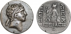 KINGS OF CAPPADOCIA. local imitation of Ariarathes IX (c. 100-85 BC). AR Drachm. Contemporary imitation. Obv: Diademed head. Rev: Athena Nikephoros st...