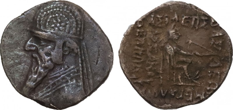 KINGS OF PARTHIA. Mithradates II (121-91 BC). Drachm. Rhagai.
Obv: Diademed and ...