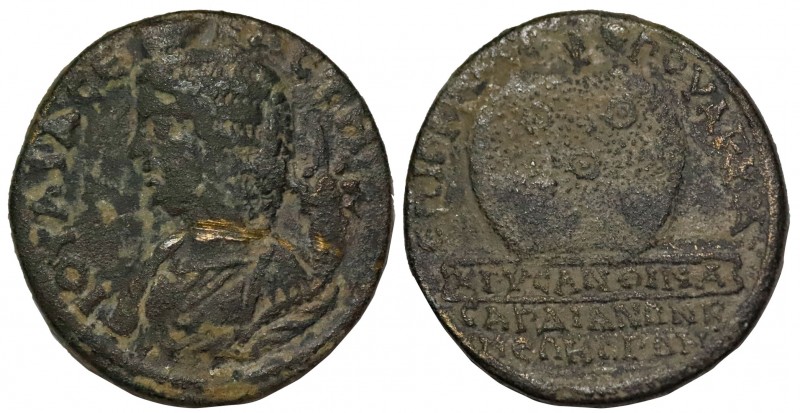 LYDIA , Sardes. Julia Domna . (AD 193-217). G. Cl. Mithrus, archon. Obv: IOYΛIA ...