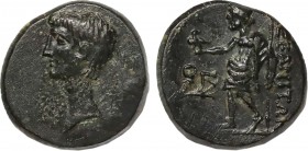 PHRYGIA. Aezanis. Augustus (27 BC-14 AD).
Obv: Bare head left.
Rev: EZEANITΩN.
Zeus of Aezanis standing left, with eagle and sceptre; monogram in left...