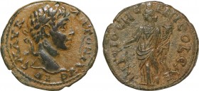 PISIDIA. Antioch. Elagabalus (218-222). Ae.
Obv: IMP CAES M AV ANTΩNINOC.
Laureate head right.
Rev: ANTIOCH GENI COL CAS.
Genius standing left, holdin...