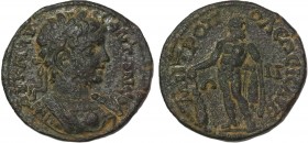 CILICIA, Isaura. Caracalla. (AD 198-217). Ae . Obv:Laureate and cuirassed bust right, with aegis on breastplate. Rev: Hercules standing left, head rig...