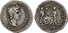 AUGUSTUS (27 BC-14 AD). Denarius. Lugdunum.
Obv: CAESAR AVGVSTVS DIVI F PATER PATRIAE.
Laureate head right.
Rev: C L CAESARES AVGVSTI F COS DESIG PRIN...