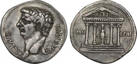 IONIA. Ephesos. Claudius (41-54). Cistophorus.
Obv: TI CLAVD CAES AVG.
Bare head left.
Rev: DIAN - EPHE.
Tetrastyle temple, with decorated pediment an...