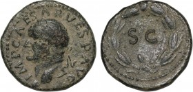 VESPASIAN (69-79). Ae As. Rome. Struck for use in the east.
Obv: IMP CAESAR VESP AVG.
Laureate head left.
Rev: Large S C within wreath.
RIC² 1565; RPC...