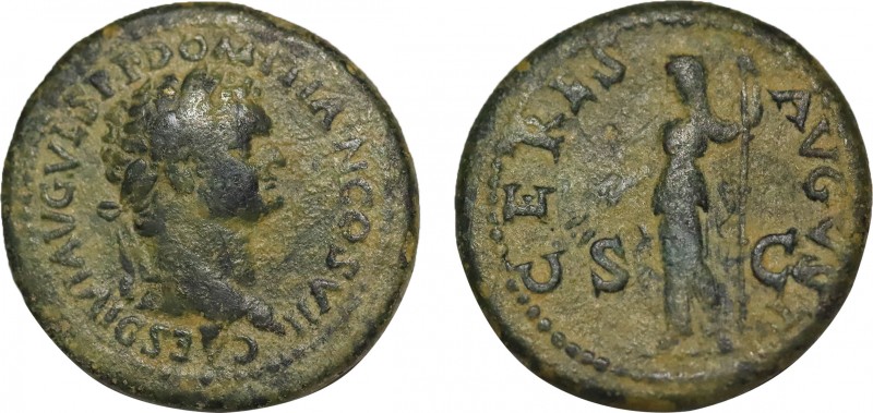 DOMITIAN (Caesar, 69-81). Dupondius.
Obv: CAES DIVI AVG VESP F DOMITIAN COS VII....