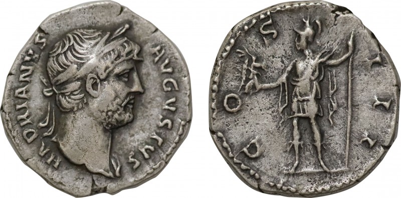 Hadrian. Rome, (AD 125-128) . Obv: HADRIANVS AVGVSTVS, laureate head right, slig...