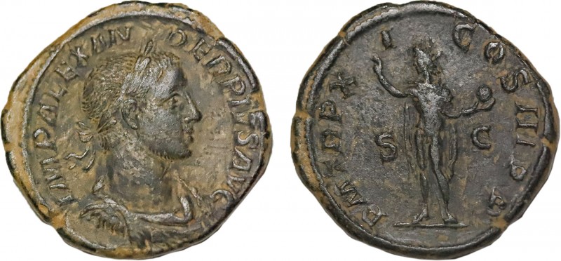 Severus Alexander (AD 222-235). Rome. Dupondius . Ae.
Obv: IMP ALEXANDER PIVS AV...