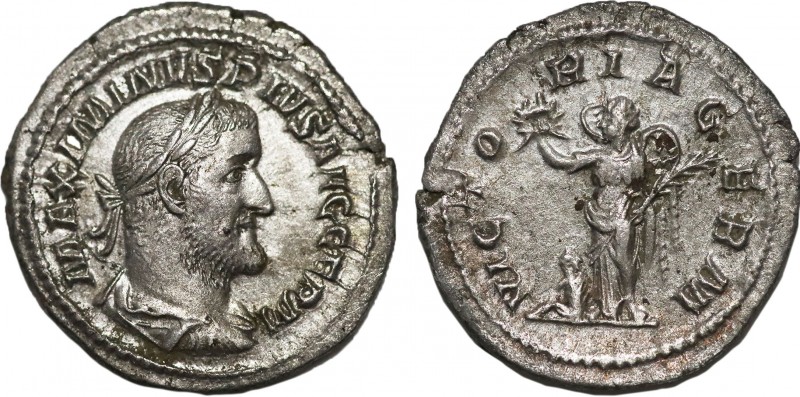 MAXIMINUS THRAX (235-238). Denarius. Rome.
Obv: MAXIMINVS PIVS AVG GERM.
Laureat...