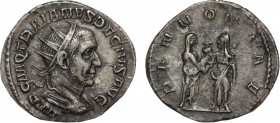 TRAJANUS DECIUS (249-251). Antoninianus. Rome.
Obv: IMP C M Q TRAIANVS DECIVS AVG.
Radiate, draped and cuirassed bust right.
Rev: PANNONIAE.
The two P...