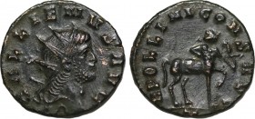 GALLIENUS (253-268). Antoninianus. Rome.
Obv: GALLIENVS AVG.
Radiate and cuirassed bust right.
Rev: APOLLINI CONS AVG / Z.
Centaur standing right, hol...