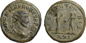 PROBUS (276-282). Antoninianus. Siscia.
Obv: IMP C M AVR PROBVS P F AVG.
Radiate and cuirassed bust right.
Rev: RESTITVT ORBIS / XXI.
Female, holding ...