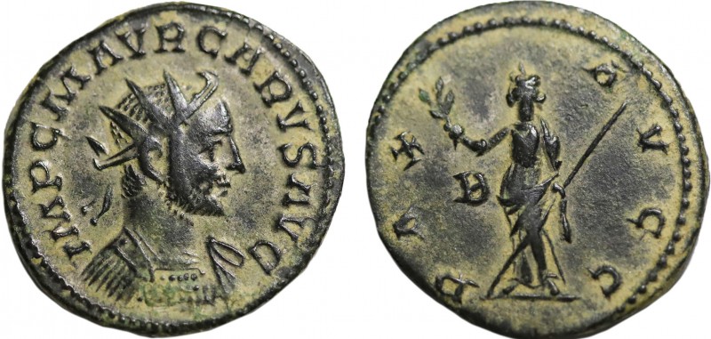 CARUS (282-283). Antoninianus. Lugdunum.
Obv: IMP C M AVR CARVS AVG.
Radiate and...