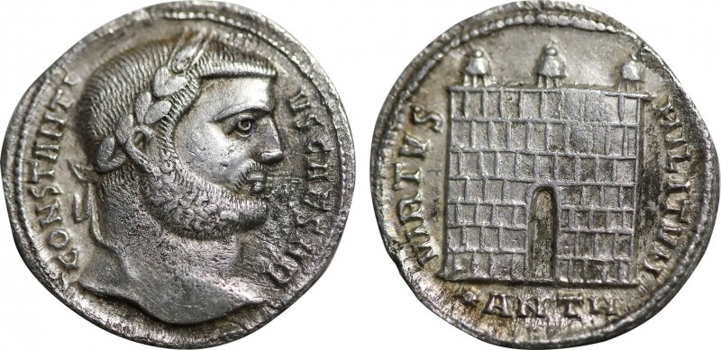 CONSTANTIUS I (Caesar, 293-305). Argenteus. Antioch.
Obv: CONSTANTIVS CAESAR.
La...