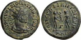 DIOCLETIAN (284-305). Antoninianus. Heraclea.
Obv: IMP C C VAL DIOCLETIANVS AVG.
Radiate, draped and cuirassed bust right.
Rev: CONCORDIA MILITVM / Γ ...