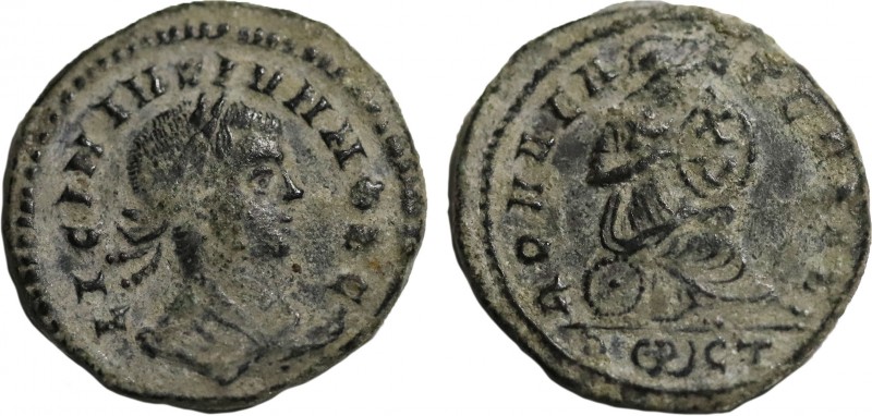 LICINIUS II (Caesar, 317-324). Follis. Rome.
Obv: LICINIVS IVN NOB C.
Laureate, ...