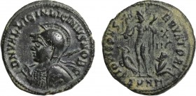 LICINIUS II (Caesar, 317-324). Follis. Heraclea.
Obv: D N VAL LICIN LICINIVS NOB C.
Helmeted and cuirassed bust left, holding spear over shoulder and ...