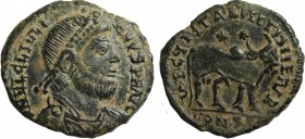 ULIAN II APOSTATA (361-363). Follis. Constantinople.
Obv: D N FL CL IVLIANVS P F AVG.
Diademed, draped and cuirassed bust right.
Rev: SECVRITAS REI PV...