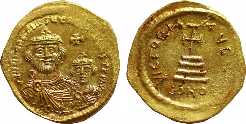 HERACLIUS with HERACLIUS CONSTANTINE (610-641). GOLD Solidus. Constantinople.
Ob...