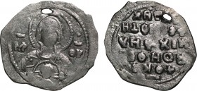 MICHAEL VII DUCAS (1071-1078). 2/3 Miliaresion. Constantinople.
Obv: MP - ΘV.
Facing bust of the Virgin Mary, holding Christ medallion on breast; pell...