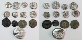 13 Greek Bronz&Silver Coins.