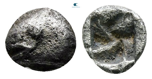 Mysia. Kyzikos circa 550-500 BC. 
Hemiobol AR

7 mm., 0,30 g.



very fin...