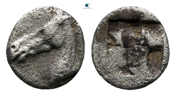 Aiolis. Kyme circa 500-450 BC. 
Tetartemorion AR

6 mm., 0,17 g.



very ...