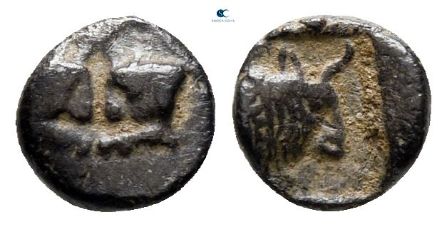 Caria. Uncertain mint circa 500-400 BC. 
Tetartemorion AR

6 mm., 0,26 g.

...