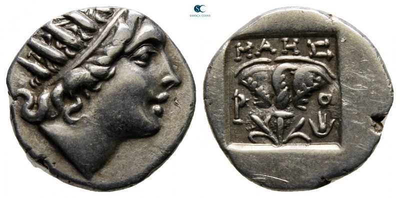 Islands off Caria. Rhodos. ΜΑΗΣ (Maes), magistrate circa 88-84 BC. 
Drachm AR
...