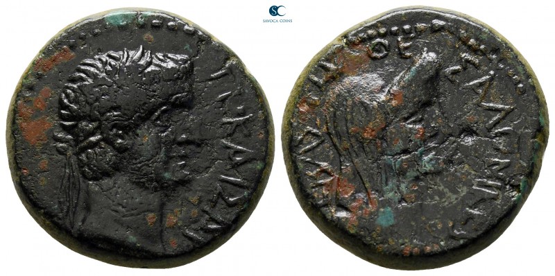 Macedon. Thessalonica. Tiberius and Livia AD 14-37. 
Bronze Æ

22 mm., 10,42 ...