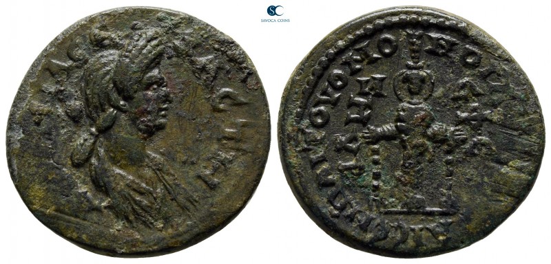Ionia. Ephesos. Domitia AD 82-96. Homonoia issue with Smyrna
Bronze Æ

23 mm....