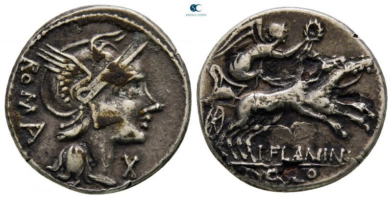 L. Flaminius Chilo 109-108 BC. Rome
Fourreè Denarius

20 mm., 2,89 g.

near...